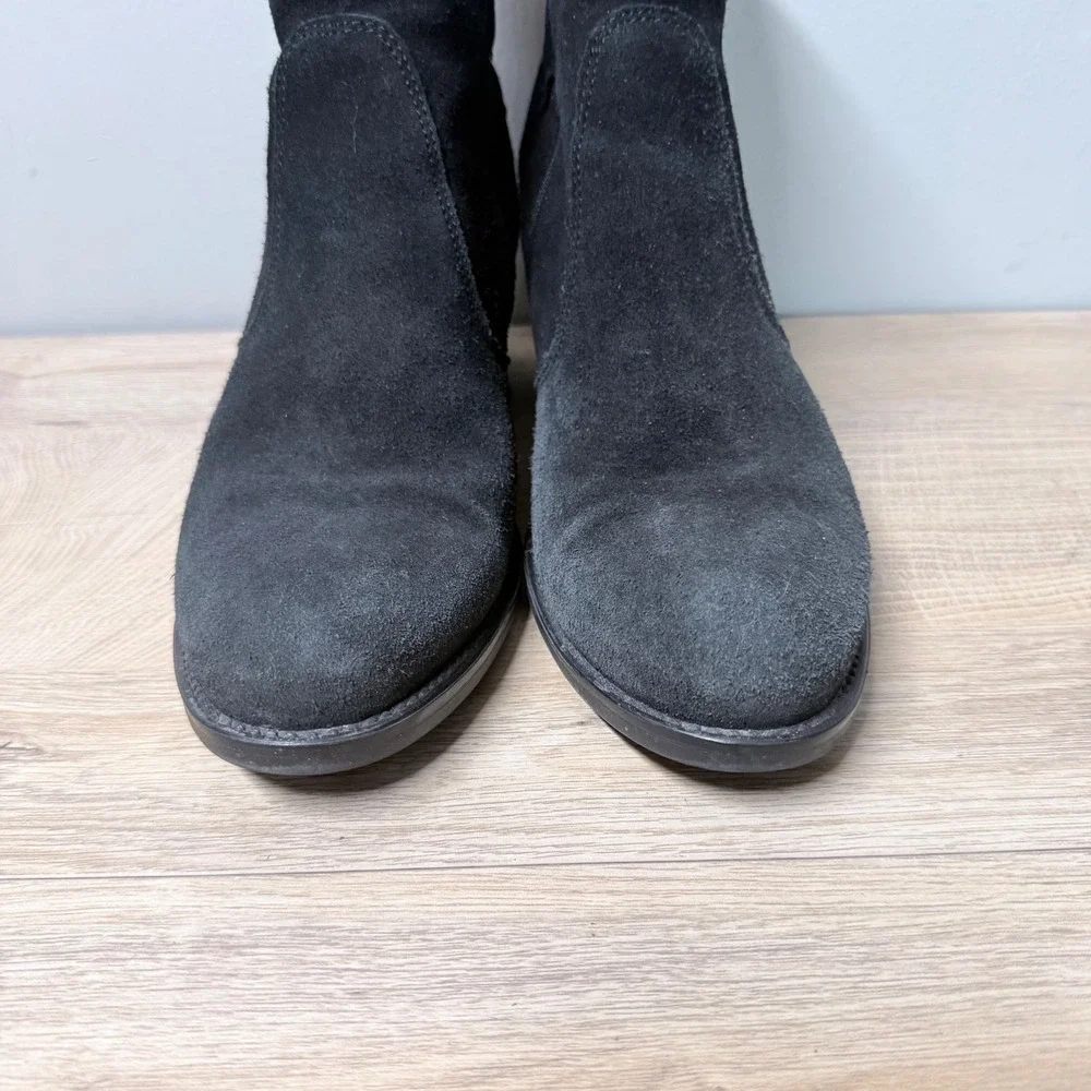 La Canadienne Ankle Boots Womens 9 Black Suede Waterproof‎ Buckle Block Heel